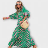 Elegantna geometrijska maxi haljina