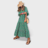 Elegantna geometrijska maxi haljina