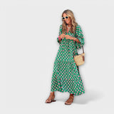 Elegantna geometrijska maxi haljina