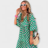Elegantna geometrijska maxi haljina