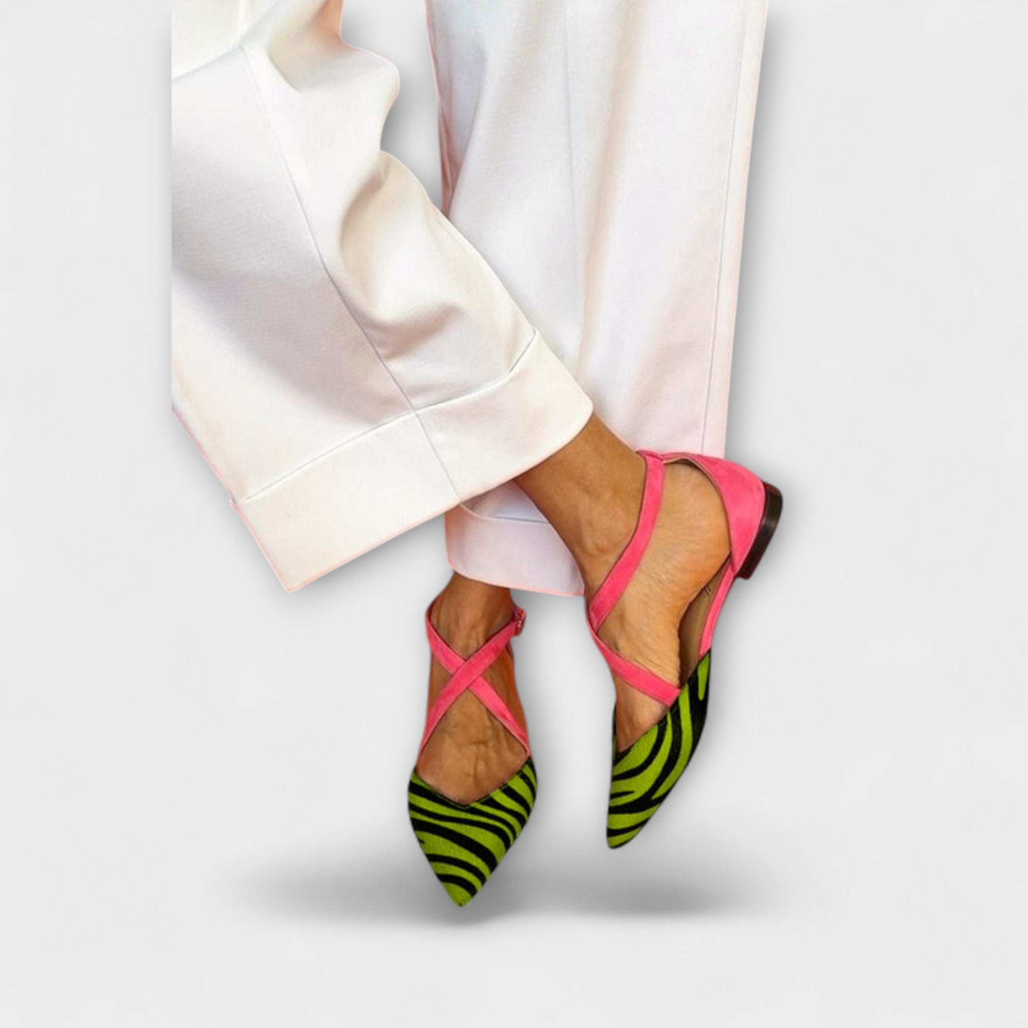 Zarella - Zebra ravne cipele u boji Pink Power