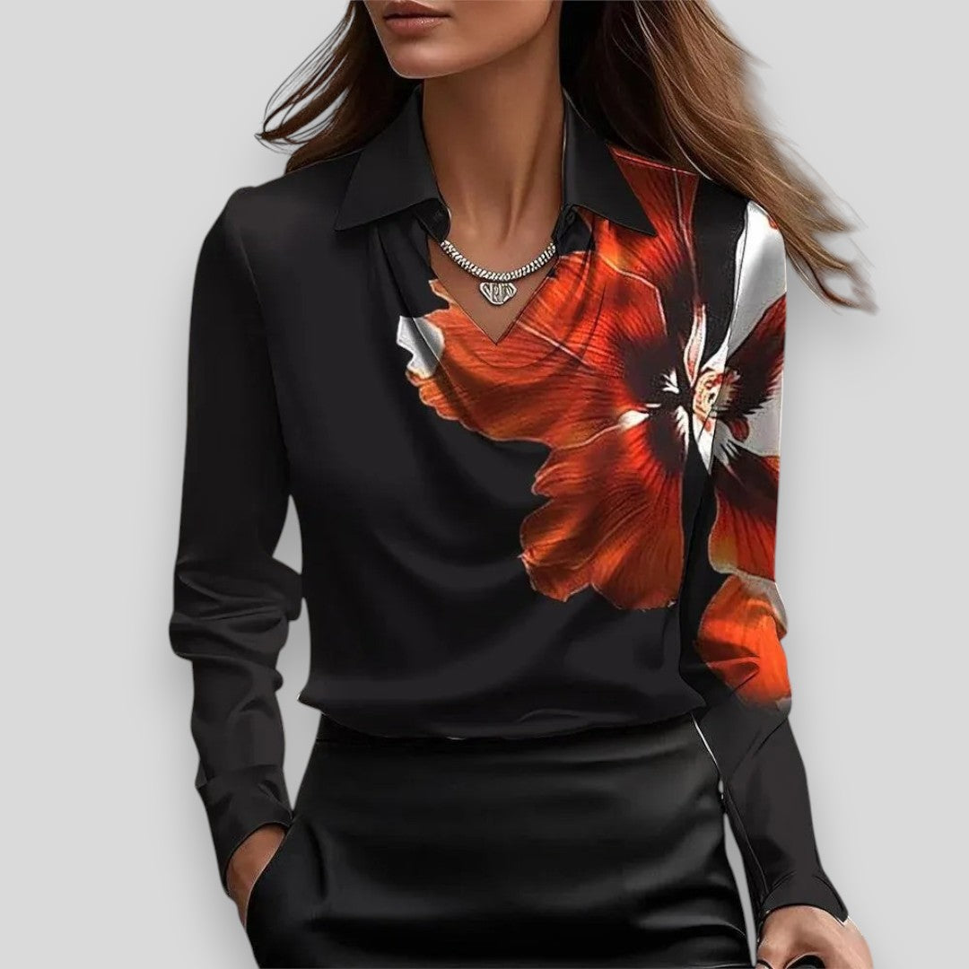 Silvia | bluza s luksuznim sjajem i plisiranim dekolteom