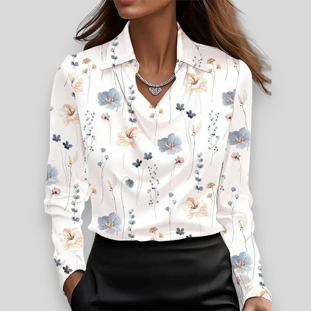Silvia | bluza s luksuznim sjajem i plisiranim dekolteom
