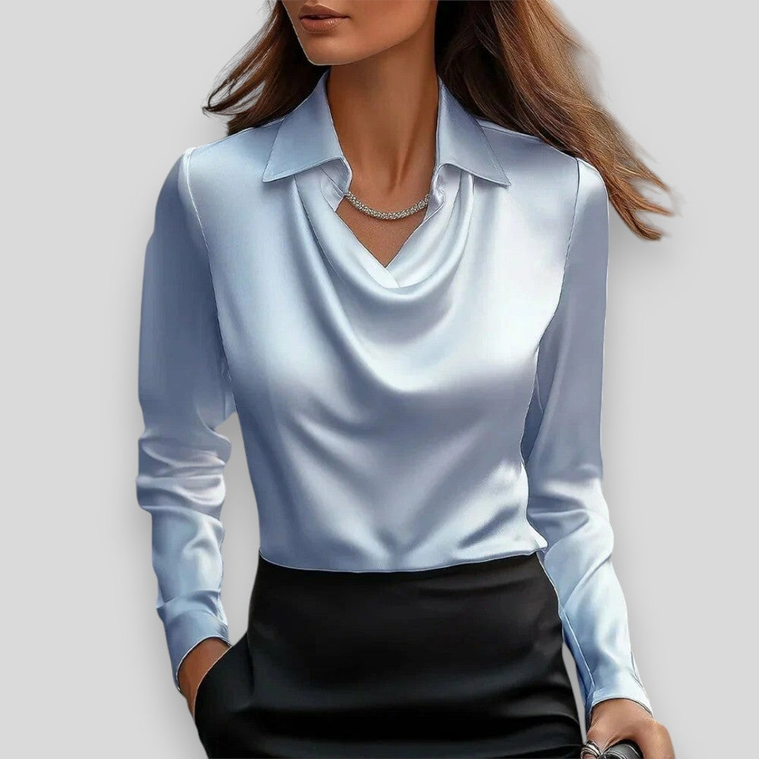 Silvia | bluza s luksuznim sjajem i plisiranim dekolteom