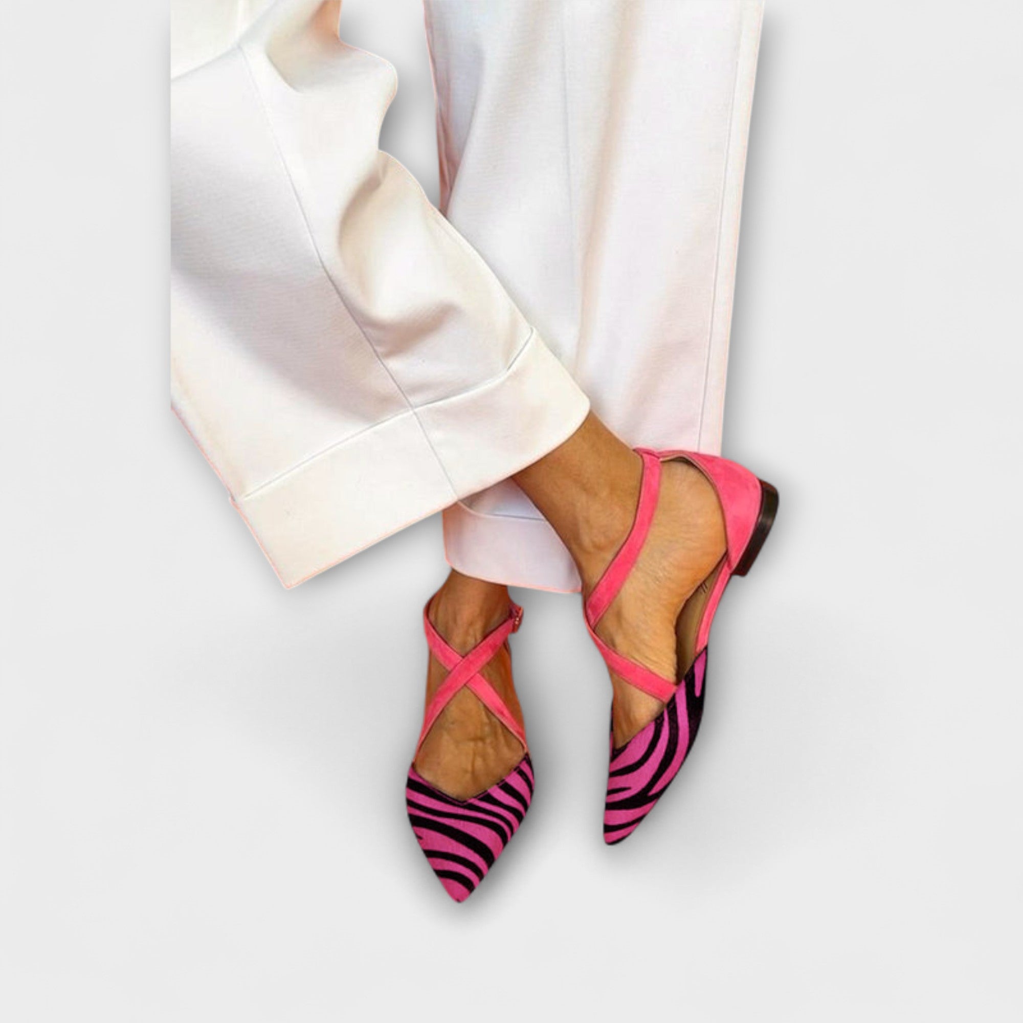 Zarella - Zebra ravne cipele u boji Pink Power